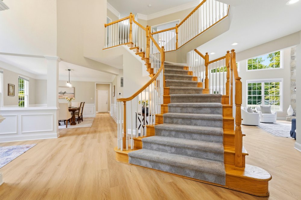 Staircase with white spindles
