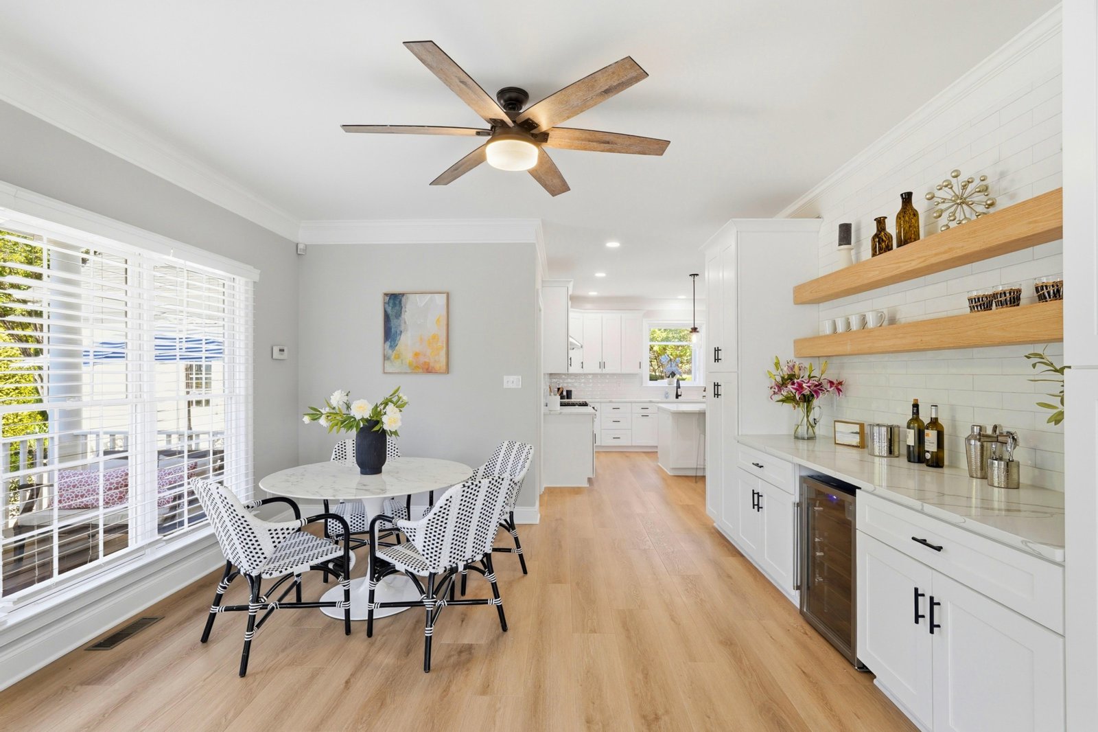 Wide kitchen and dining nook, MLS coverage shot