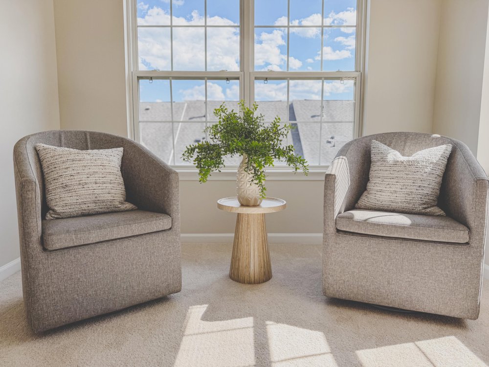 Armchair pair with gold side table